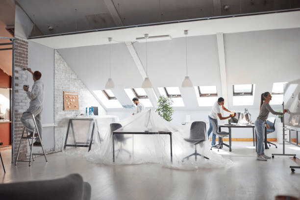 Business owners planning their office renovation project
